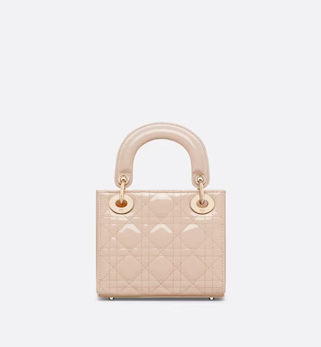 MINI LADY DIOR BAG Aesthetic Beige Patent Cannage Calfskin