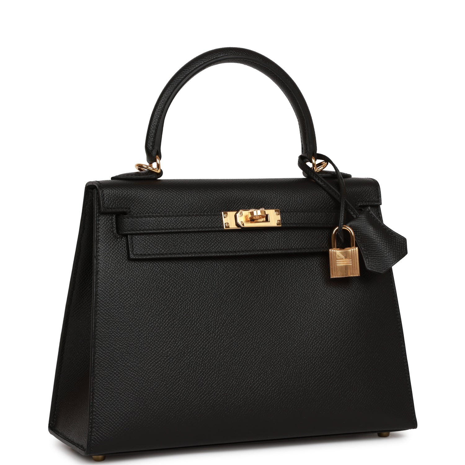 Hermès Kelly Sellier 25 Black Epsom Gold Hardware