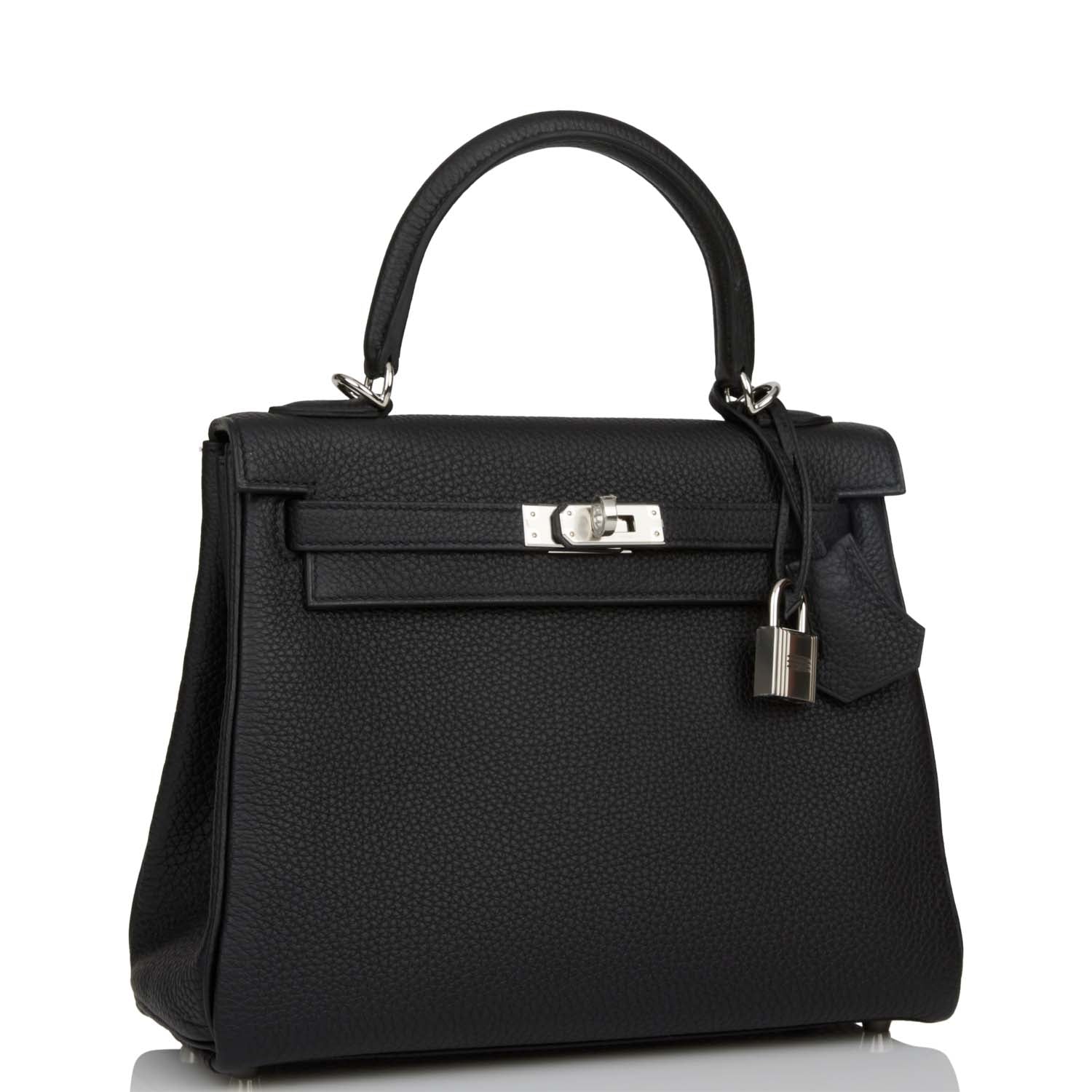 Hermès Kelly Retourne 25 Black Togo Palladium Hardware