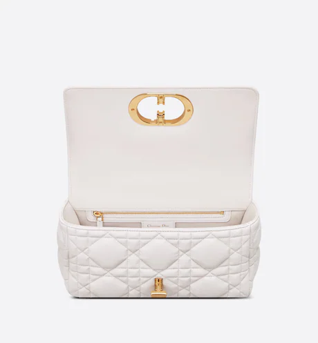 MEDIUM DIOR CARO BAG Latte Matte Padded Macrocannage Calfskin