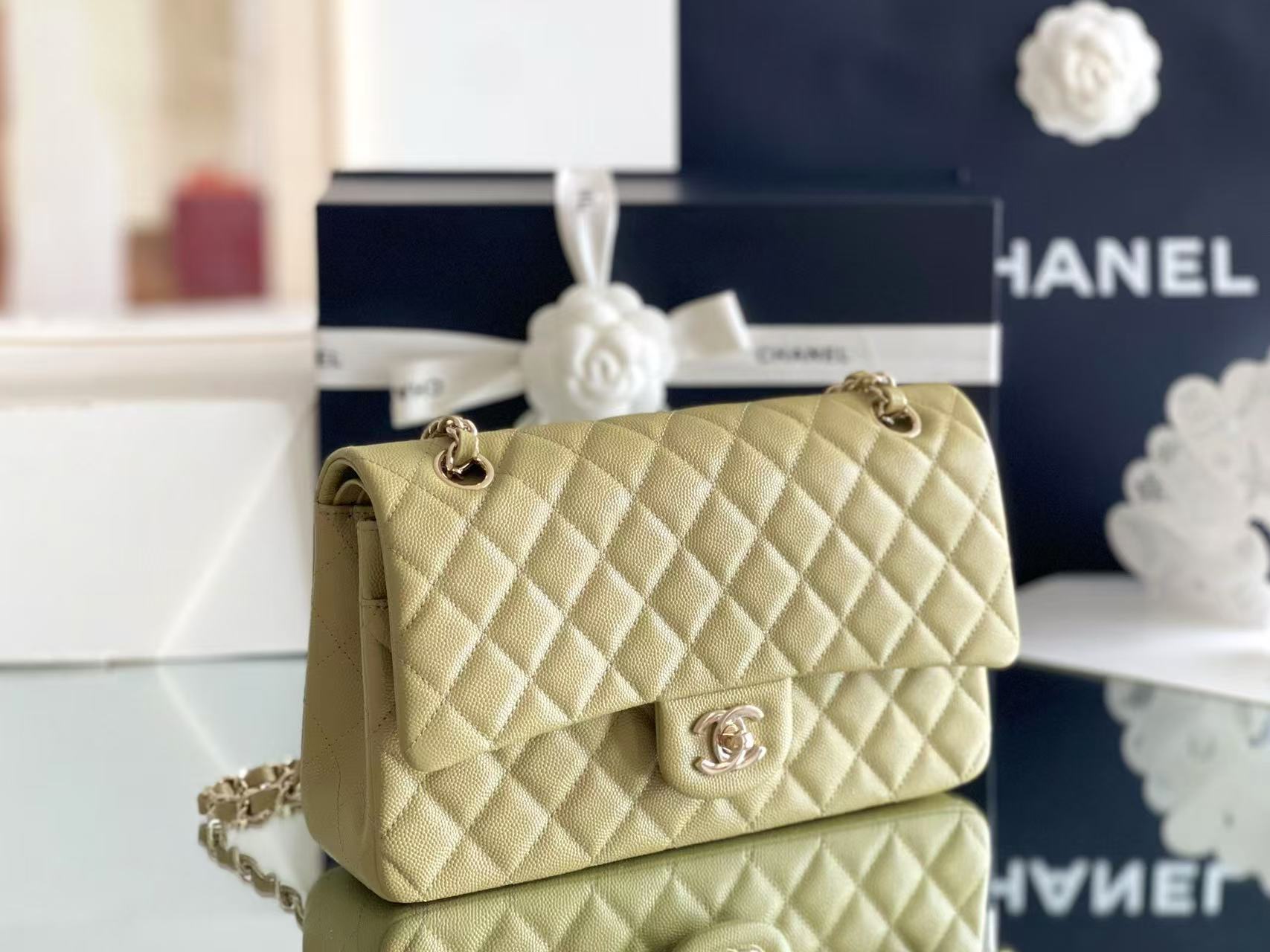 CHANEL Classic Flap Medium - 22K Yellow Caviar Leather