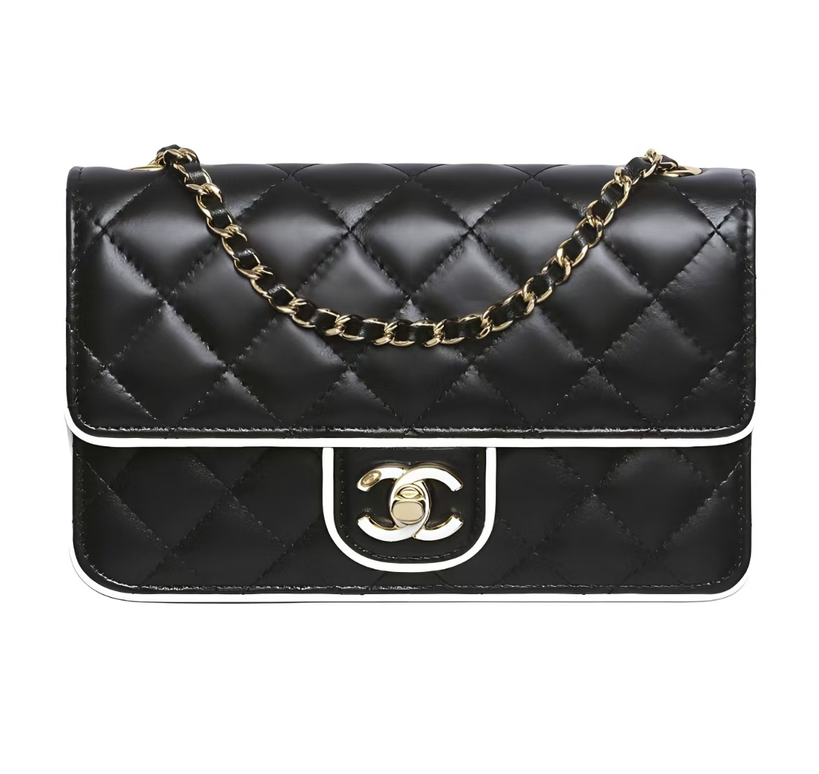 CHANEL 25P Wallet on Chain - Black & White Lambskin