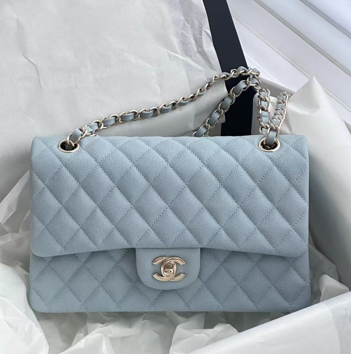 CHANEL Classic Flap Medium - Powder Blue Lambskin