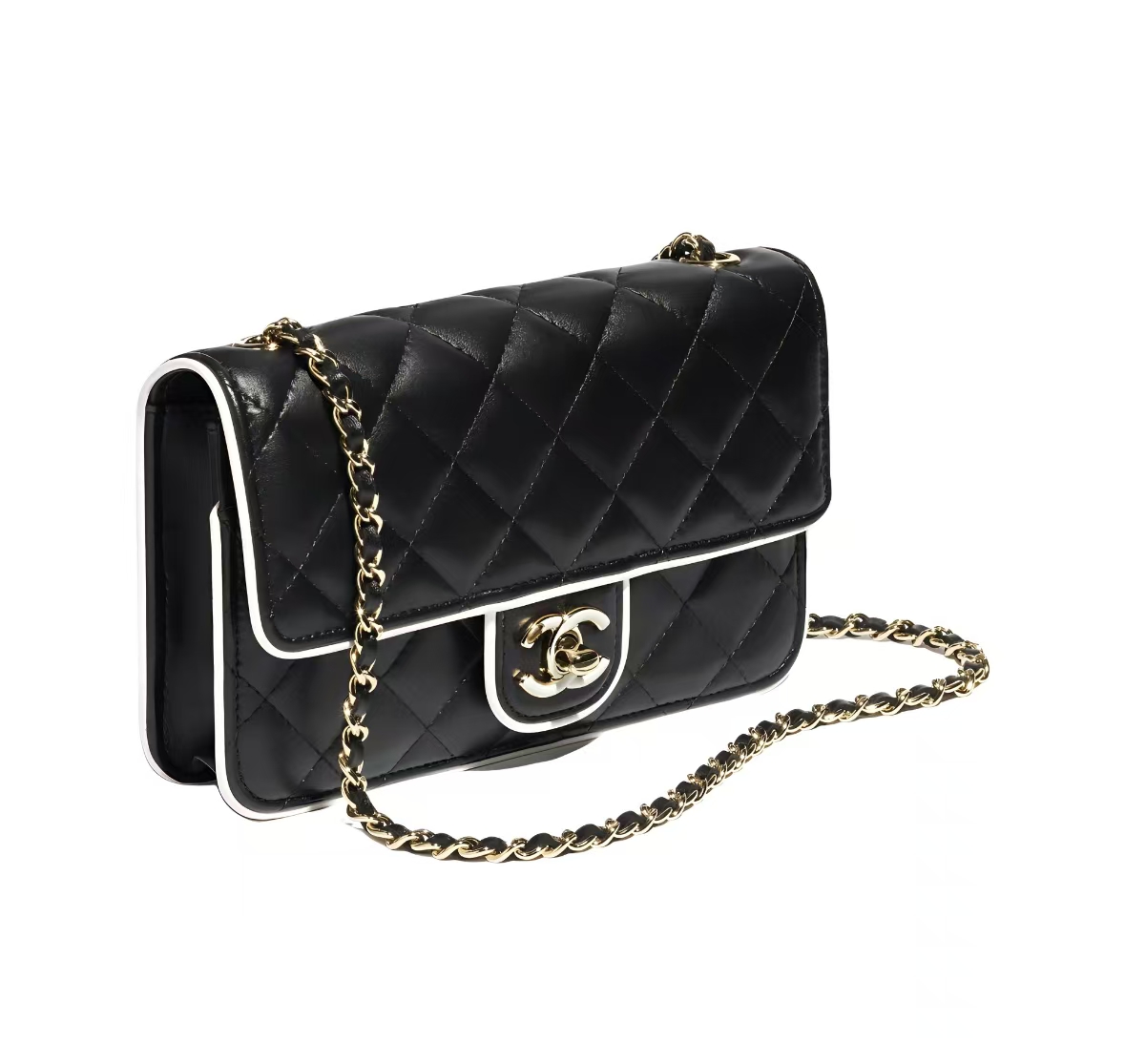 CHANEL 25P Wallet on Chain - Black & White Lambskin