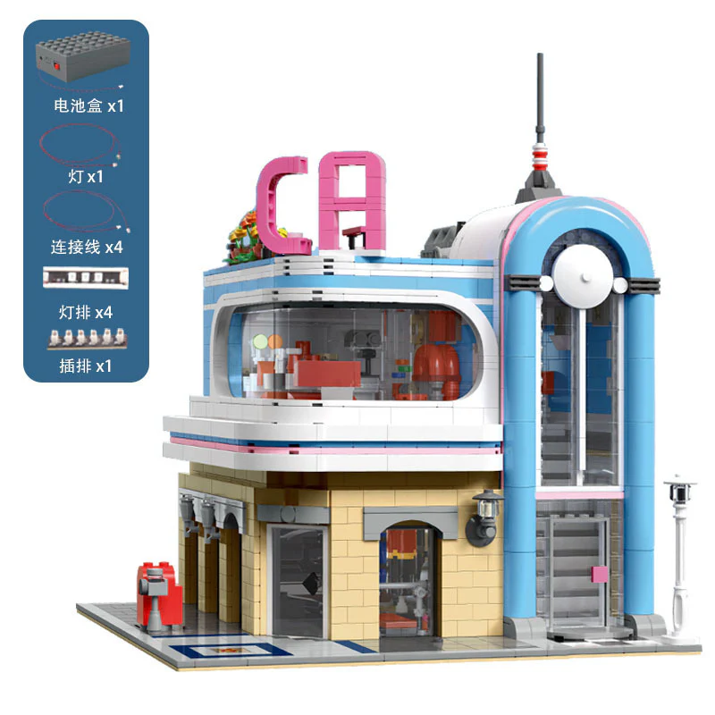 Mould King 16001 CA Restaurant with LED lights - YWOBB