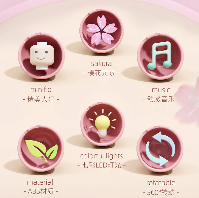 Sembo 601150 Sakura Hot Air Balloon Rotating Music Box with Lights - YWOBB