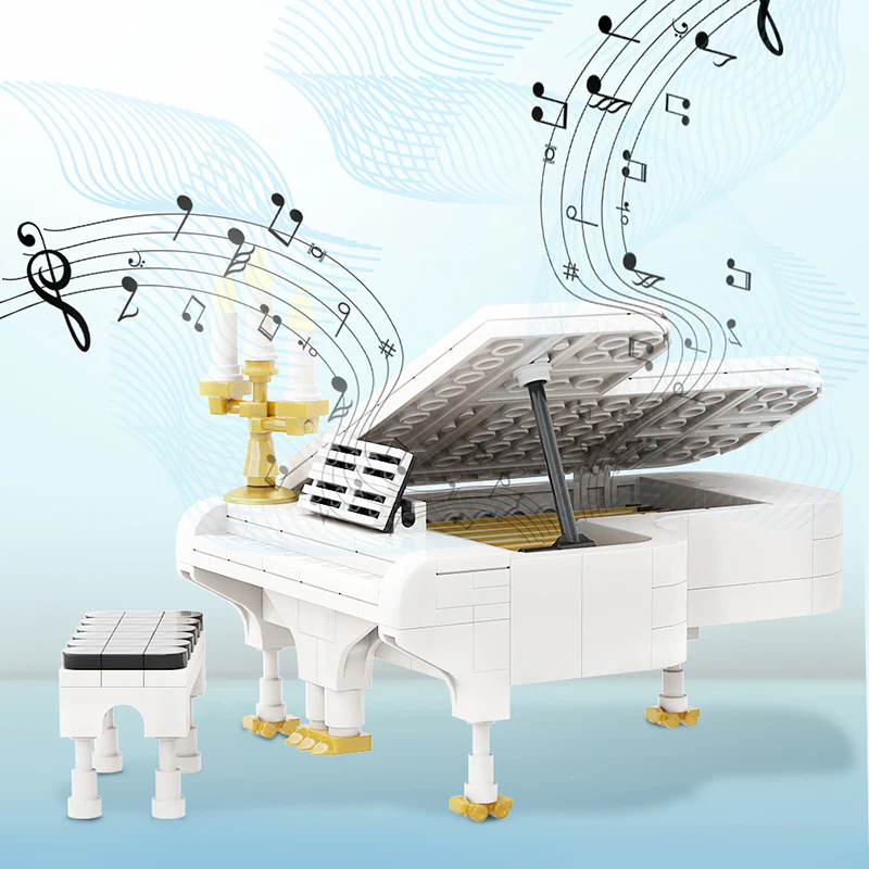GOBRICKS MOC A0835Y01 piano (white) - YWOBB