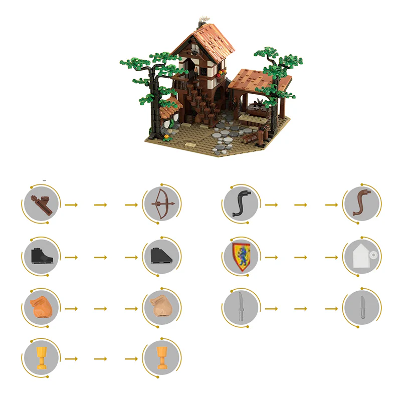 GOBRICKS MOC 134494 Lion Knights' Archery Range - YWOBB