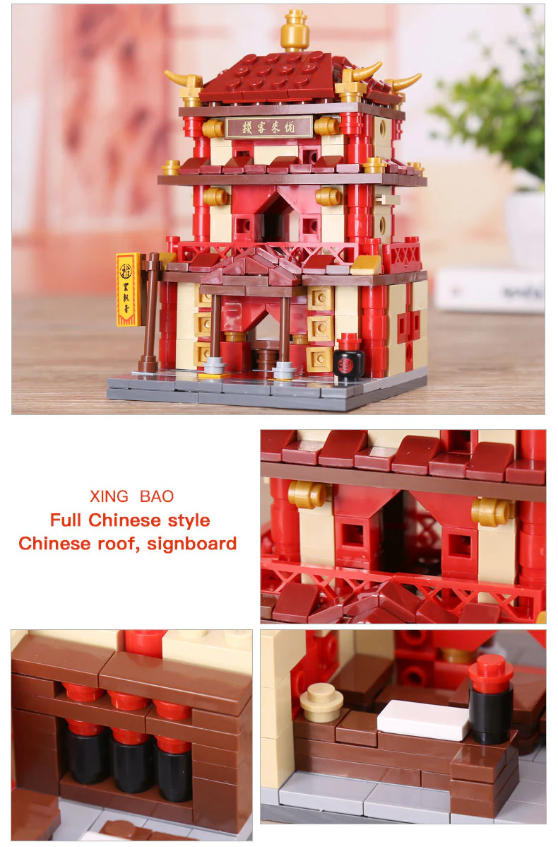XINGBAO XB-01101 he China Inn Jewelry Shop Blacksmith Shop Drugstore Set 4 in 1 - YWOBB