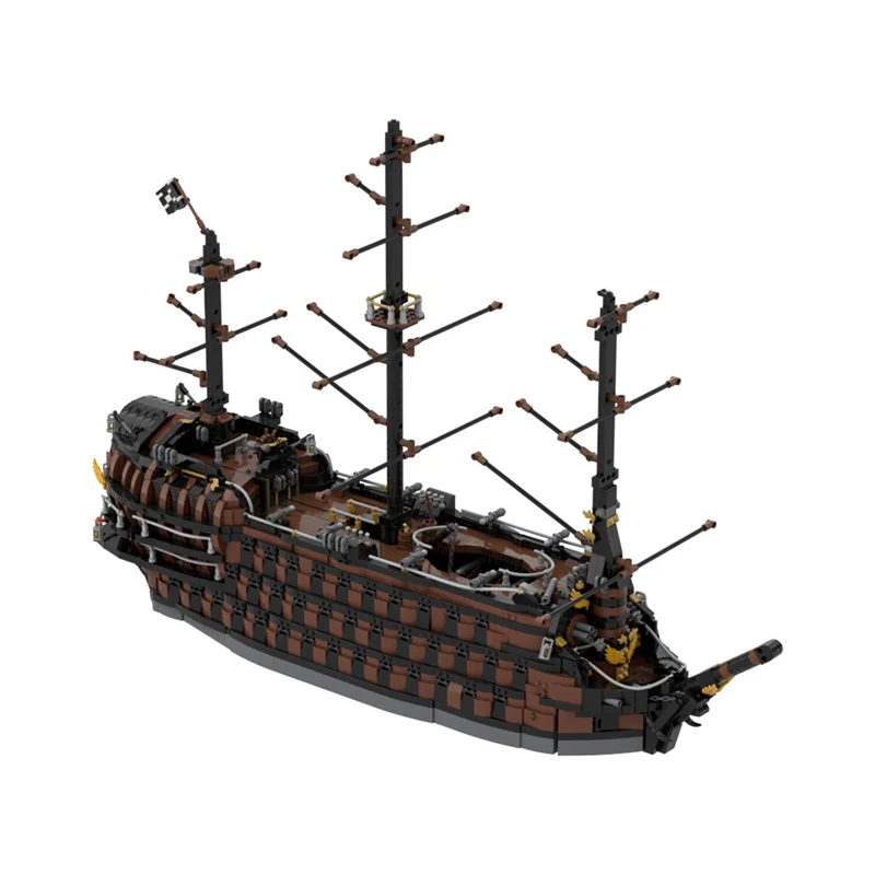 GOBRICKS MOC 156339 brown pirate ship - YWOBB