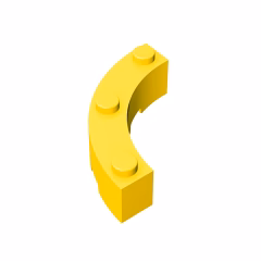 GOBRICKS GDS-743  Round Corner 4 x 4 Macaroni Wide with 3 Studs - YWOBB