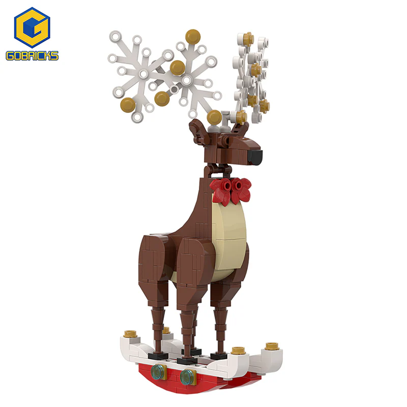 GOBRICKS MOC A0157Y02 Christmas spirit deer ornaments: natural brown - YWOBB