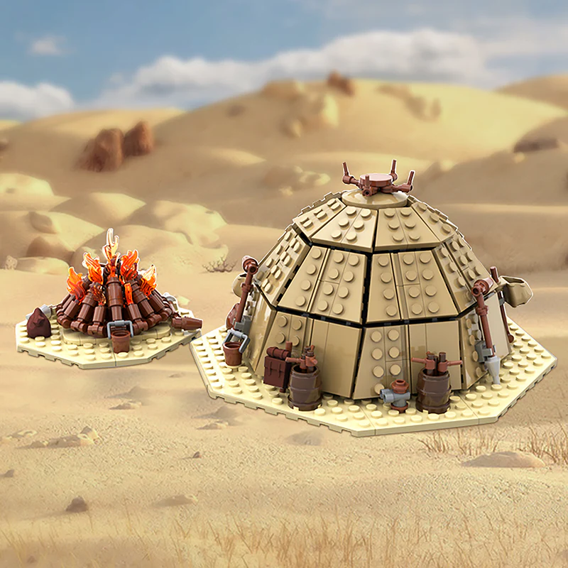 GOBRICKS MOC 97196 Tusken Raider Urtya Tent - Campfire/ Village on Tatooine - YWOBB