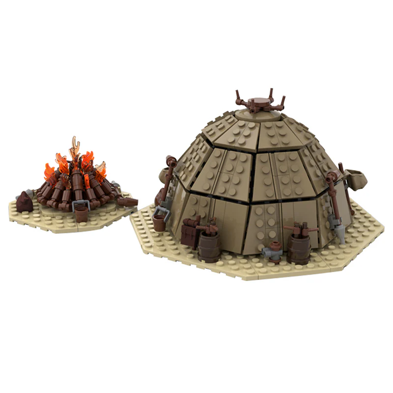 GOBRICKS MOC 97196 Tusken Raider Urtya Tent - Campfire/ Village on Tatooine - YWOBB