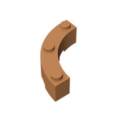 GOBRICKS GDS-743  Round Corner 4 x 4 Macaroni Wide with 3 Studs - YWOBB