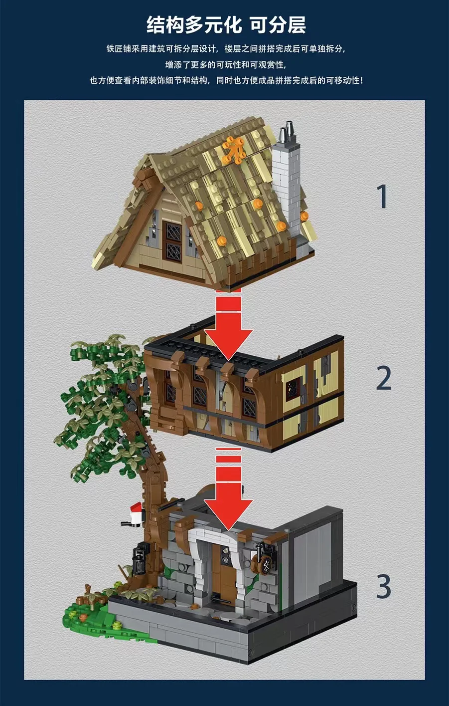 Mork 033031-033033 Medieval Architecture Series with Lights - YWOBB