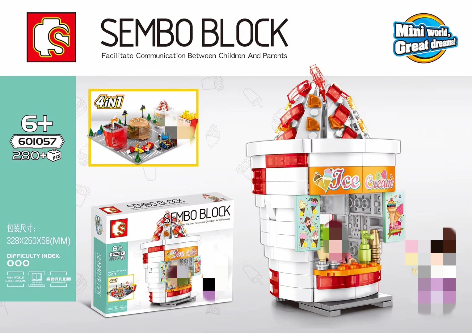 SEMBO 601055-601058 Mini Street Shop - YWOBB