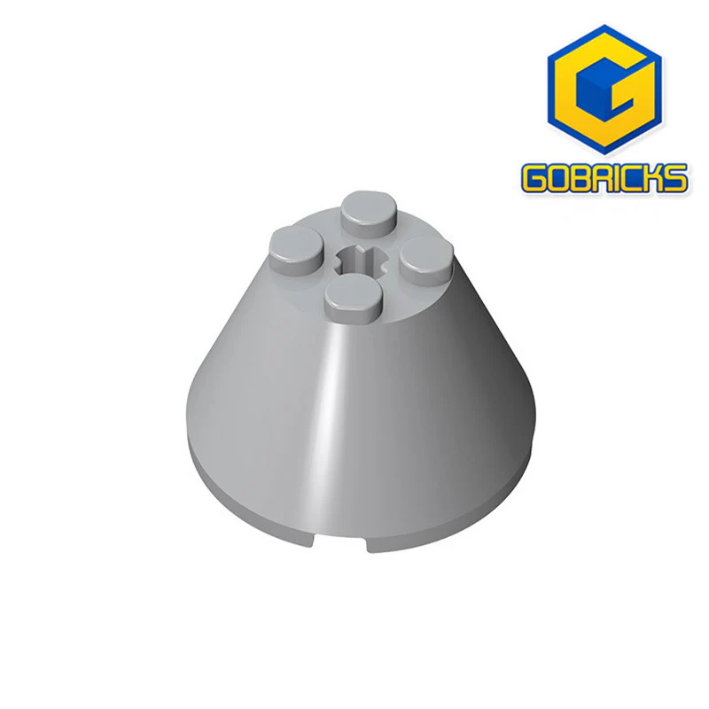 GOBRICKS GDS-1086 Cone 4 x 4 x 2 with Axle Hole - YWOBB