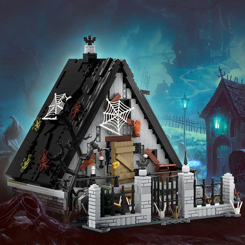 GOBRICKS MOC A0242 Halloween A frame house - YWOBB