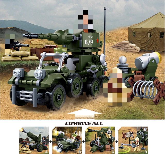 SLUBAN M38-B0679 World War II Reborn Integrated Wheeled Assault Vehicle - YWOBB