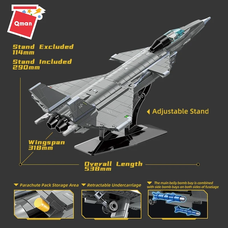 Qman 23011 J-20 Fighter Aircraft - YWOBB