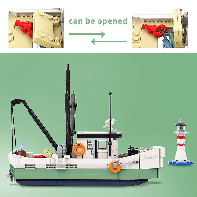 GOBRICKS MOC A0602 Shrimp boat - YWOBB