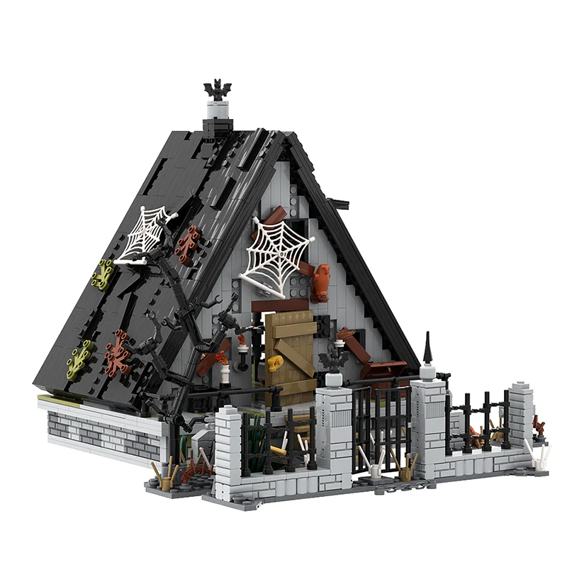 GOBRICKS MOC A0242 Halloween A frame house - YWOBB