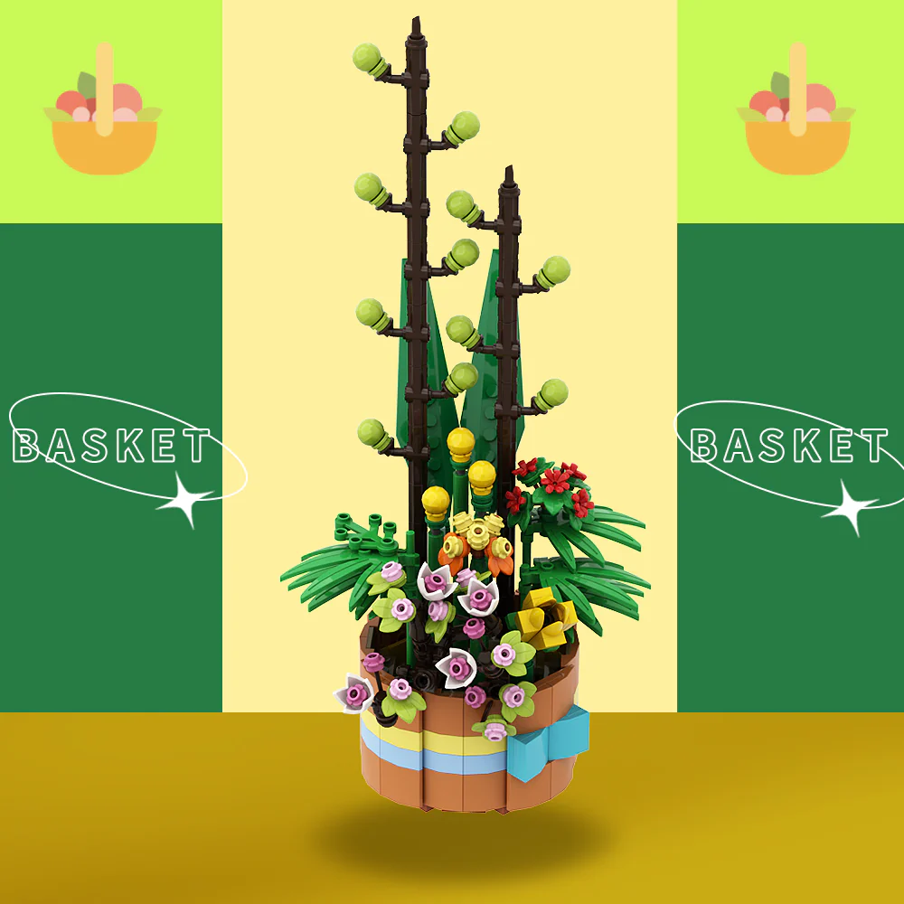 GOBRICKS MOC 149107 Flower Basket - YWOBB