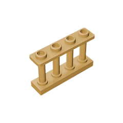 GOBRICKS GDS-789 Fence 1 x 4 x 2 Spindled with 4 Studs - YWOBB