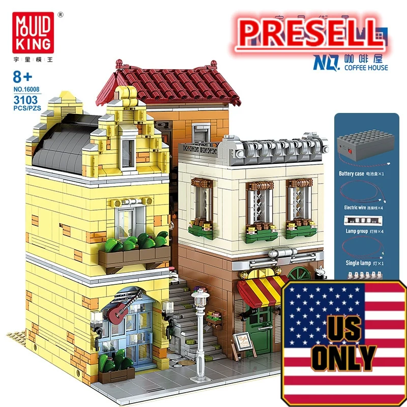 Mould King 16008 Coffee House with Lights OVP US Warehouse Version - YWOBB