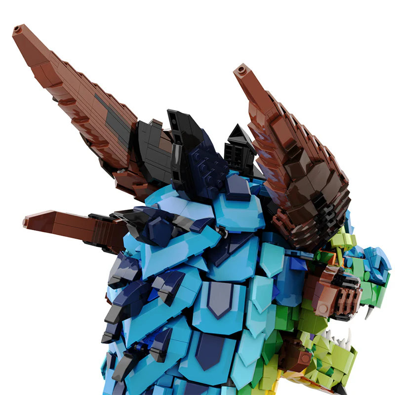 GOBRICKS MOC A1101Y01 Colorful dragon head (optimized version) - YWOBB