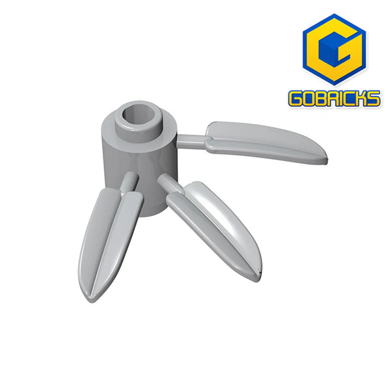 GOBRICKS GDS-1322 Round 1 x 1 with 3 Bamboo Leaves - YWOBB