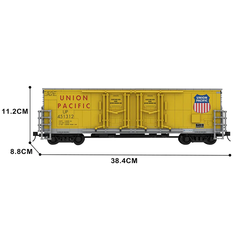GOBRICKS MOC 133906 53ft Evans Double Plug Union Pacific - YWOBB