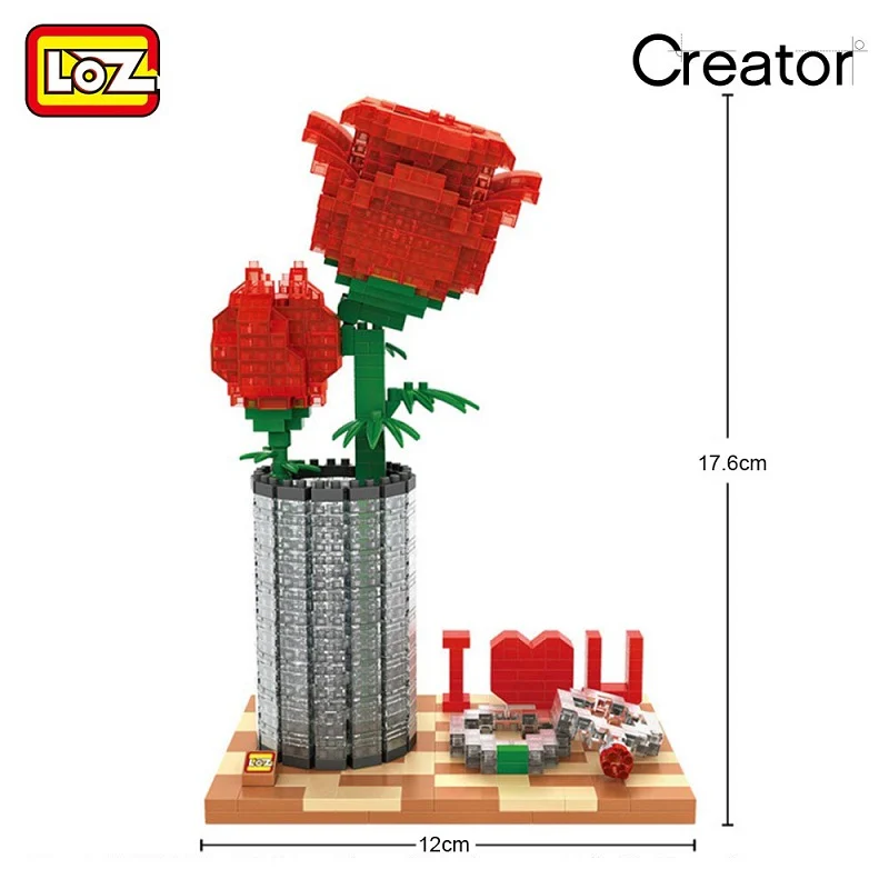 LOZ 9022 Crystal Rose I LOVE U - YWOBB