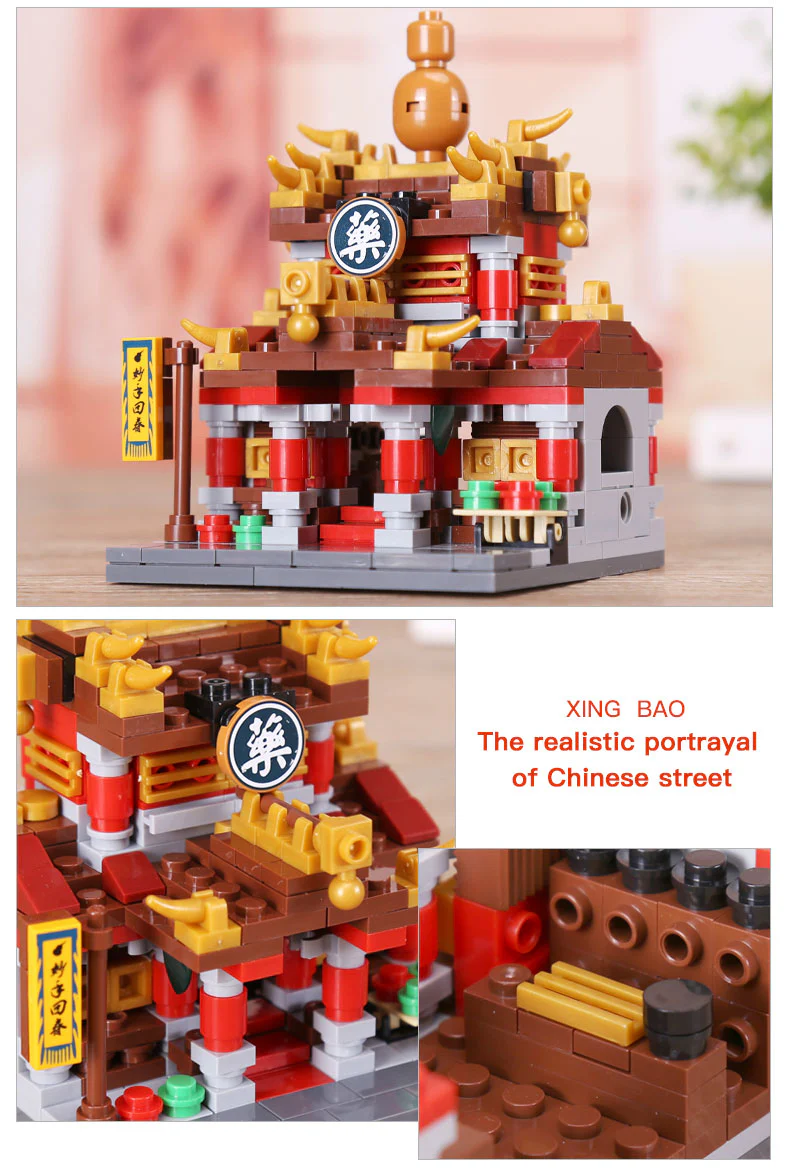 XINGBAO XB-01101 he China Inn Jewelry Shop Blacksmith Shop Drugstore Set 4 in 1 - YWOBB