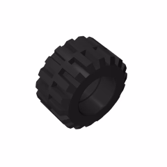 GOBRICKS GDS-1069 Tire 21mm D. x 12mm - Offset Tread Small Wide - YWOBB
