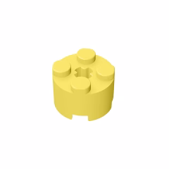 GOBRICKS GDS-607 Round 2 x 2 with Axle Hole - YWOBB