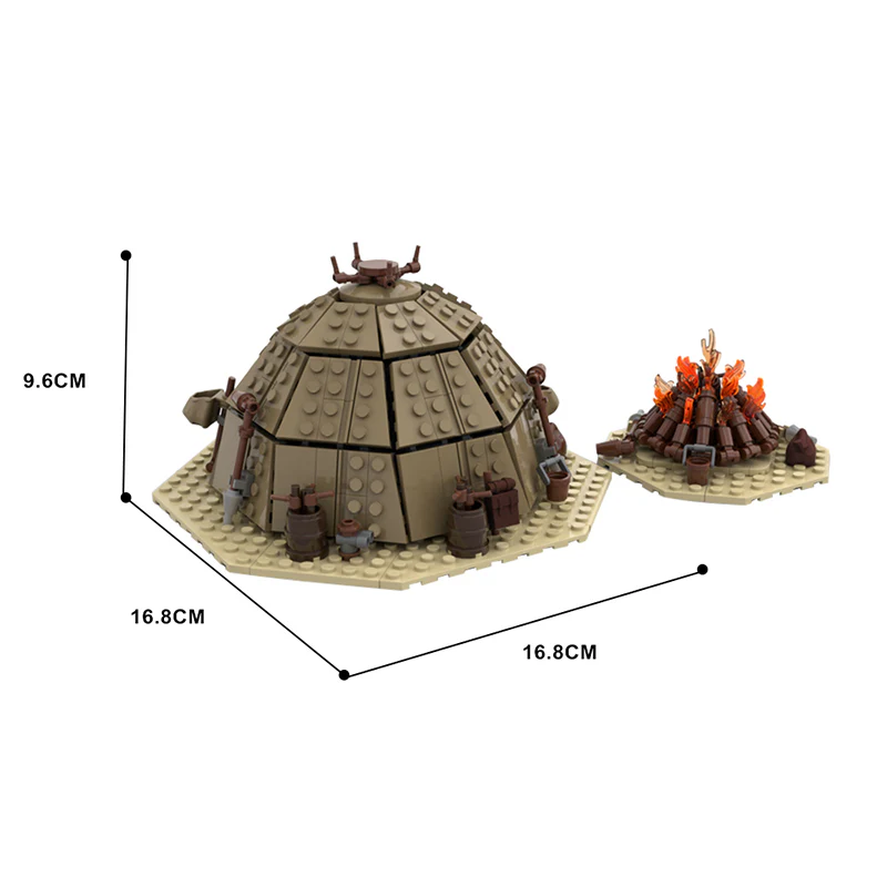 GOBRICKS MOC 97196 Tusken Raider Urtya Tent - Campfire/ Village on Tatooine - YWOBB