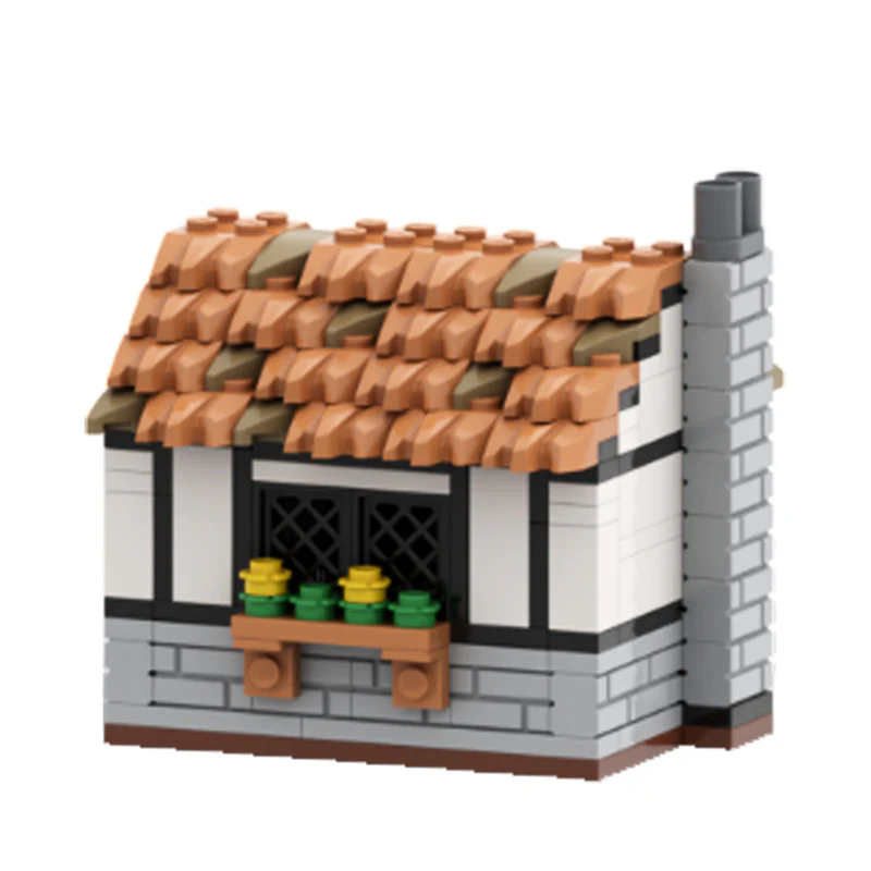 GOBRICKS MOC 139130 Medieval Small House Compatible with Lion Knight Castle - YWOBB