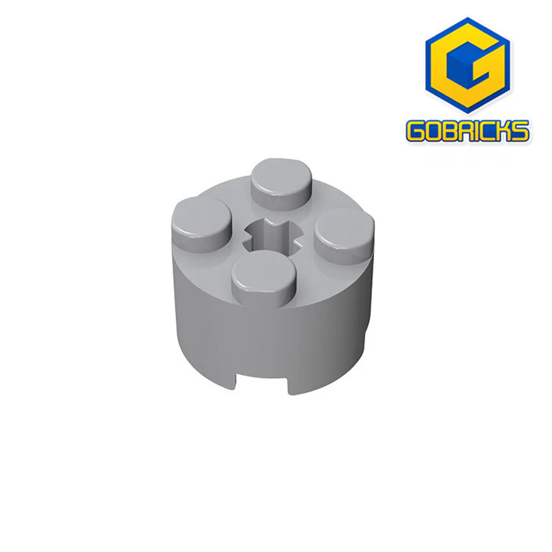 GOBRICKS GDS-607 Round 2 x 2 with Axle Hole - YWOBB