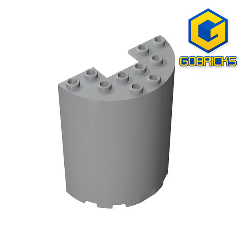 GOBRICKS GDS-1137 Cylinder Half 3 x 6 x 6 with 1 x 2 Cutout - YWOBB