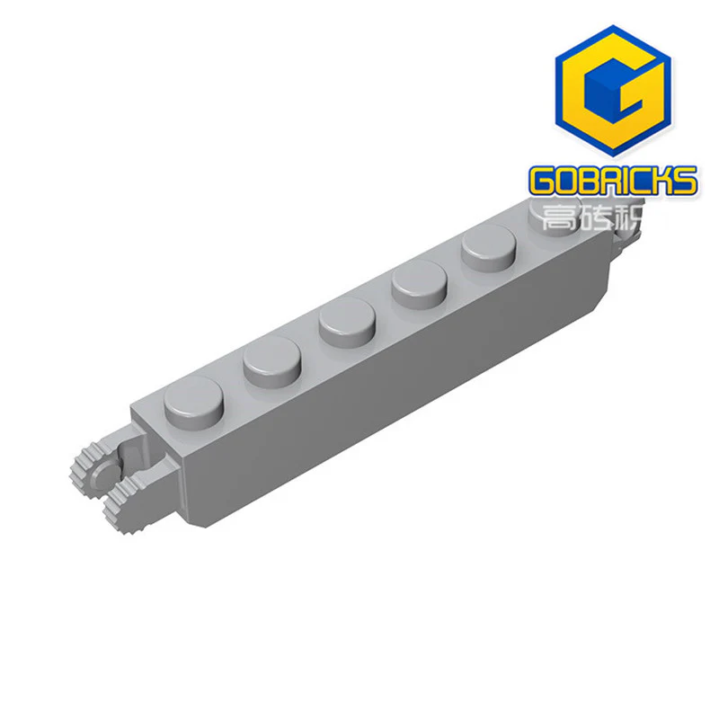 GOBRICKS GDS-1083 Hinge Brick 1 x 6 Locking with 1 Finger Vertical End and 2 Fingers Vertical End, 9 Teeth - YWOBB