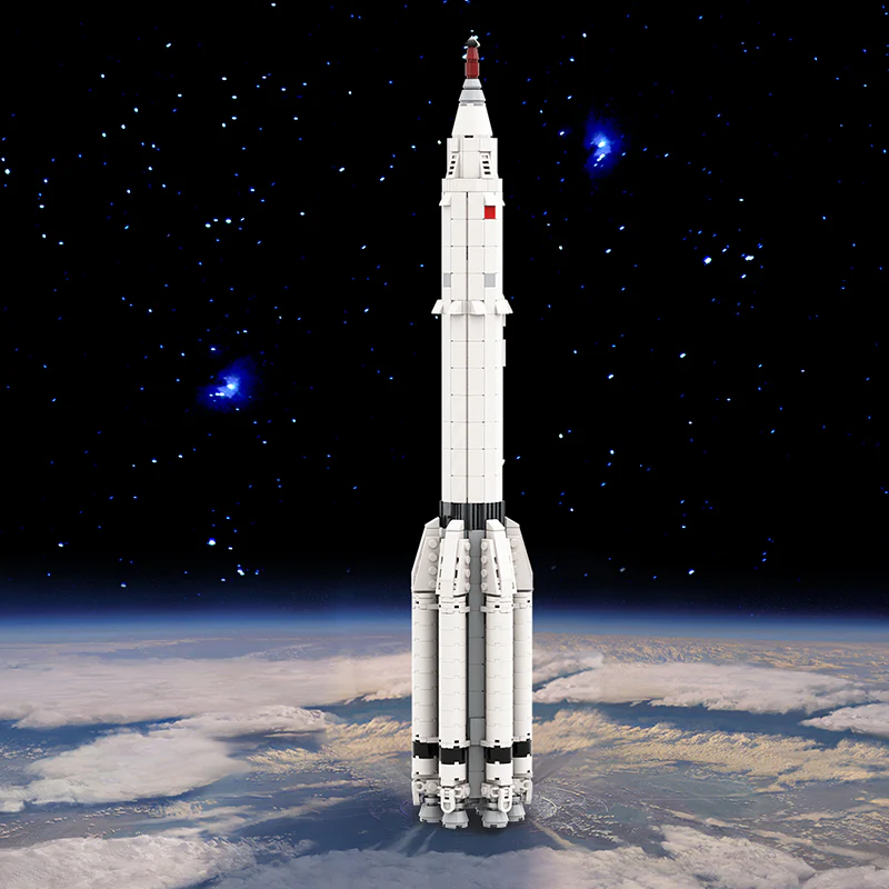 GOBRICKS MOC 102952 Proton K [1:110 Saturn V scale] with LK-1 circumlunar spacecraft - YWOBB
