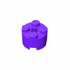 GOBRICKS GDS-607 Round 2 x 2 with Axle Hole - YWOBB