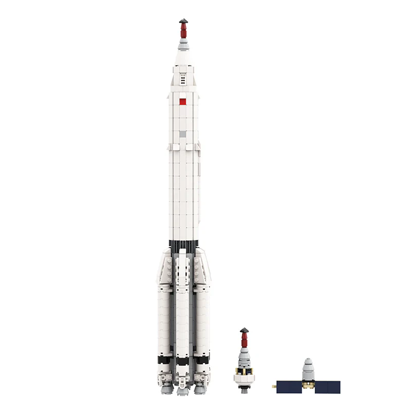 GOBRICKS MOC 102952 Proton K [1:110 Saturn V scale] with LK-1 circumlunar spacecraft - YWOBB