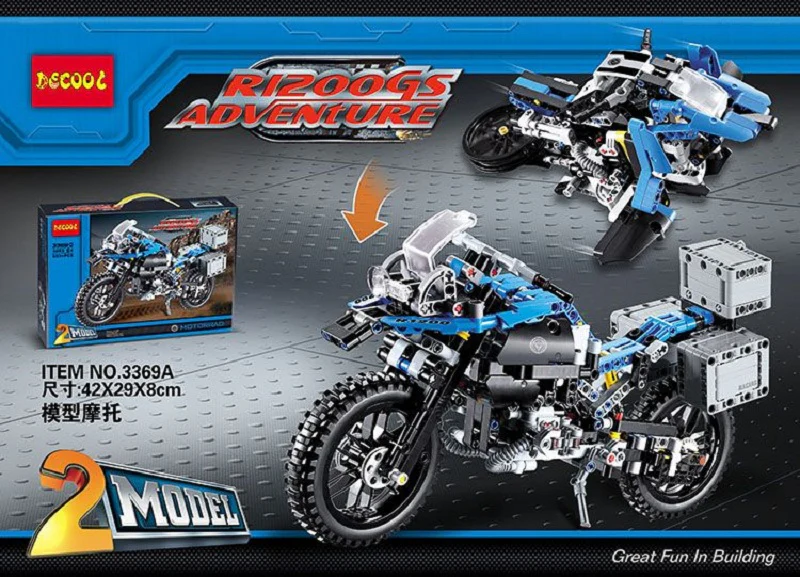 DECOOL 3369 A/B 2 In 1 The BAMW Off-road Motorcycles R1200 GS - YWOBB