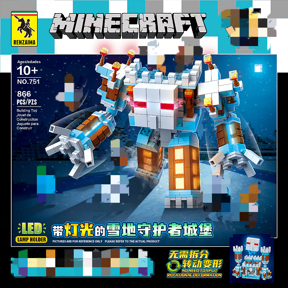Quan Guan 751 Minecraft Snow Guardian Castle with Lights - YWOBB