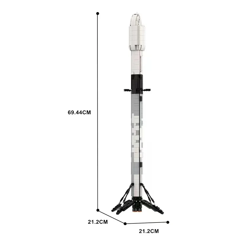 GOBRICKS MOC A0112Y01 Gray Falcon 9 Rocket (Falcon9)[1:110 Model] - YWOBB