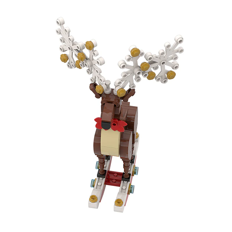 GOBRICKS MOC A0157Y02 Christmas spirit deer ornaments: natural brown - YWOBB