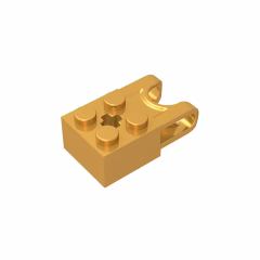 GOBRICKS GDS-1206 Brick Modified 2 x 2 with Ball Socket and Axle Hole - Straight Forks with Round Ends and Open Sides - YWOBB